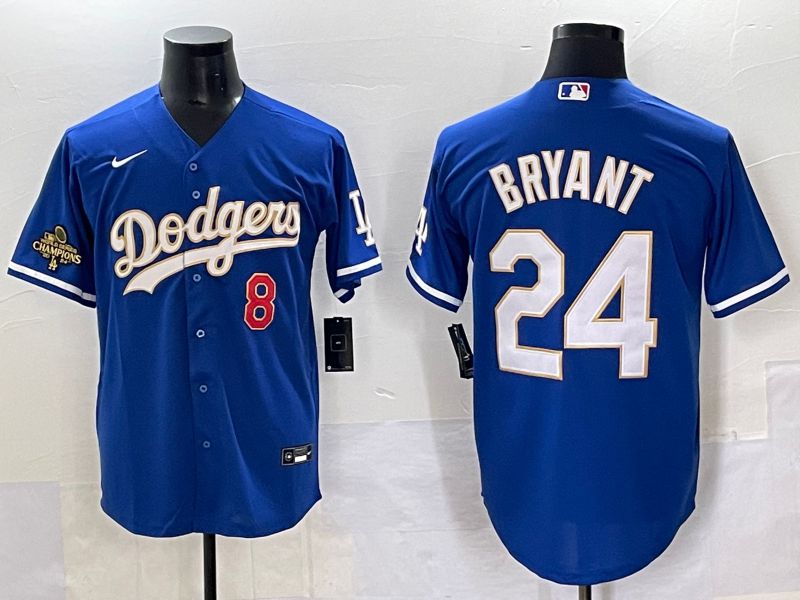 Men 2025 Los Angeles Dodgers 24 Bryant Blue gold Nike MLB Jersey style 7071